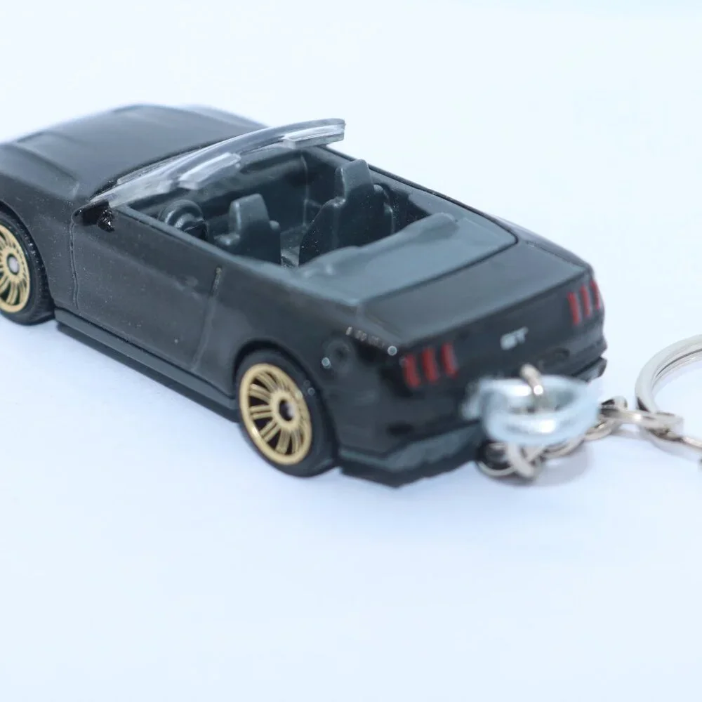 Matchbox black convertible Mustang 1:64 scale keychain